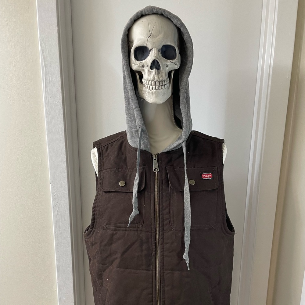 Wrangler Men’s Zip Up Vest with Hood, Sz M